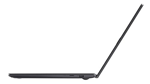 Side view of a slim laptop with open screen