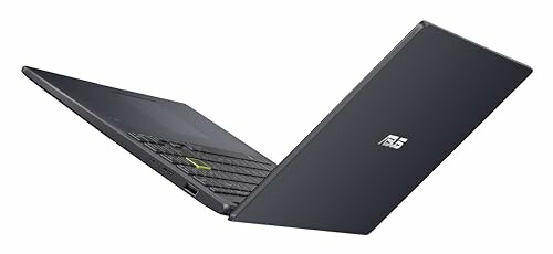 Sleek black laptop with open lid